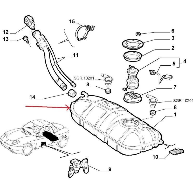 Reservoir d essence de fiat barchetta référence 51732679