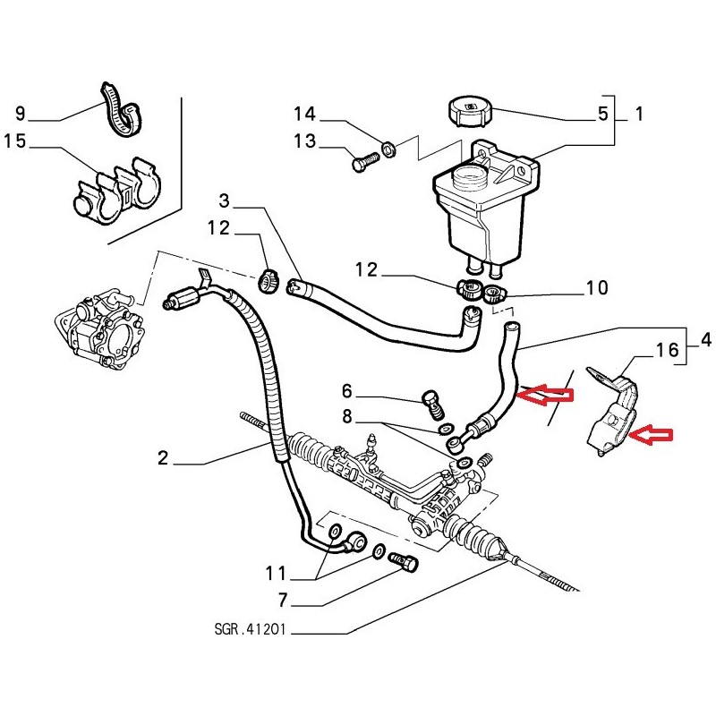 Durite de servodirection - Fiat Coupe (1996 - 2000) 1,8 16V