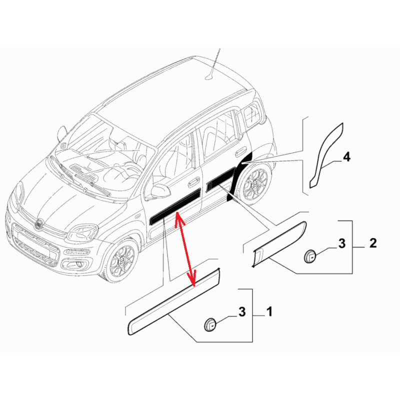 Left molding - Fiat Panda (2012 -- ....)