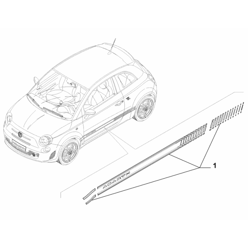 Seria adesivi neri destri - Fiat 500 Abarth