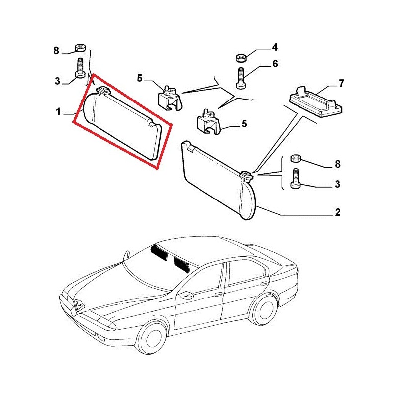 Right sun visor - ALFA ROMEO 166