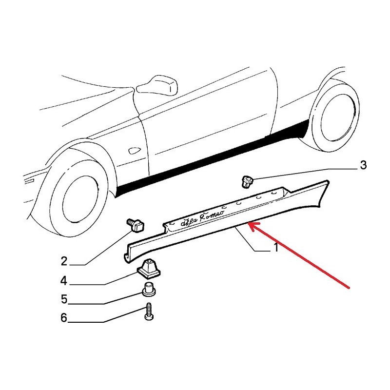 Left lower door molding - Alfa Romeo GTV / Spider