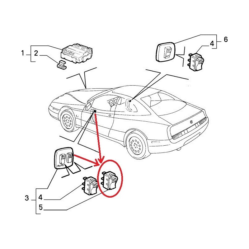 Right window switch - Alfa Romeo GTV / Spider  MY 2003